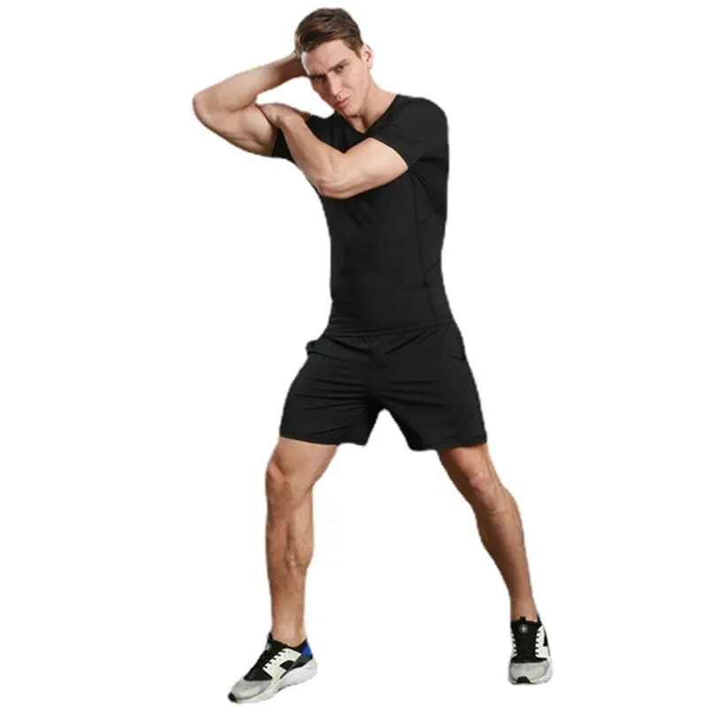 Summer Men's T-shirt Tight-fitting Short-sleeved Running Sports Fitness T-shirt Quick-drying High Elastic Sweatshirt Men's Top