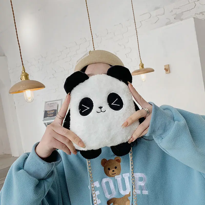 

Милая плюшевая кукла панда, милая фотоигрушка, мультяшный Повседневный женский кошелек для монет, сумка-тоут через плечо, плюшевая игрушка, ...