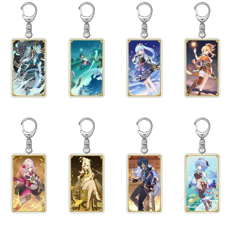 

Hot Anime Genshin Impact Genius Invokation TCG Keyrings Acrylic Game Figure Ganyu Xiao Key Chains Funny Bags Keychain Fans Gift