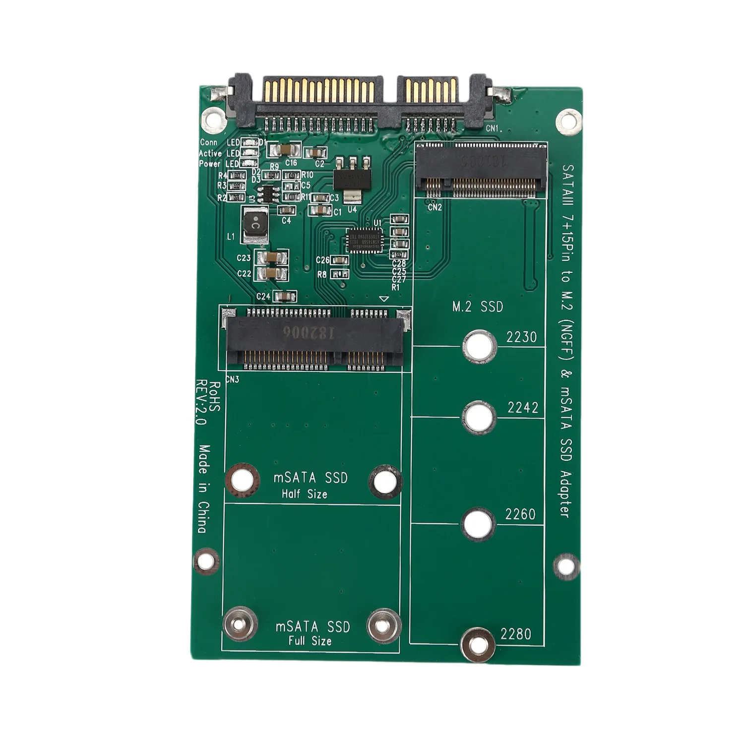 

Адаптер 2 в 1 Mini PCI-E 2 Lane M.2 и mSATA SSD для SATA III 7 + 15 Pin