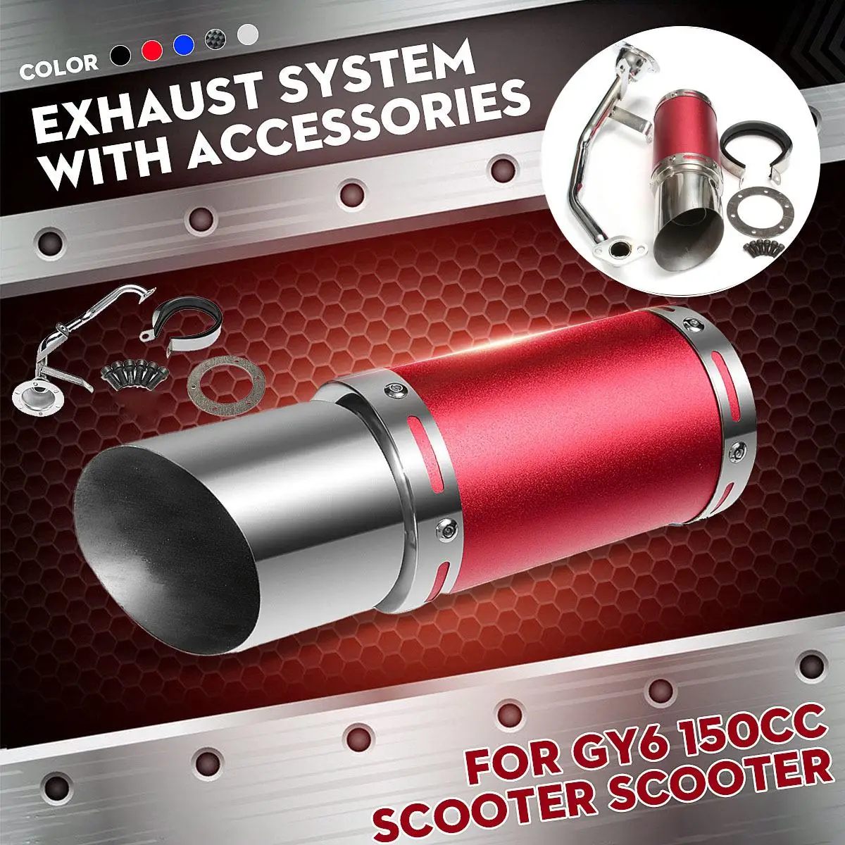 

Universal Motorcycle Shorty Exhaust Muffler Pipe w/Mounting Gaskets Tail Exhaust System For Yamaha GY6 125 GY6 150 125cc 150cc