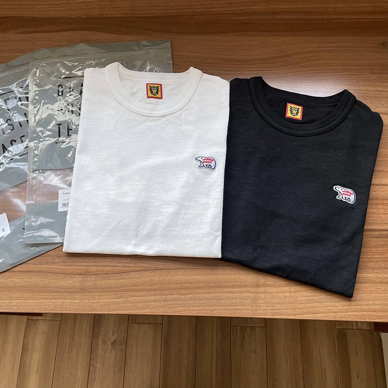 

HUMAN MADE Casual T-shirt Embroidered Polar Bear Men Women 1:1 Oversized Cotton Human Made Couples Top Tees
