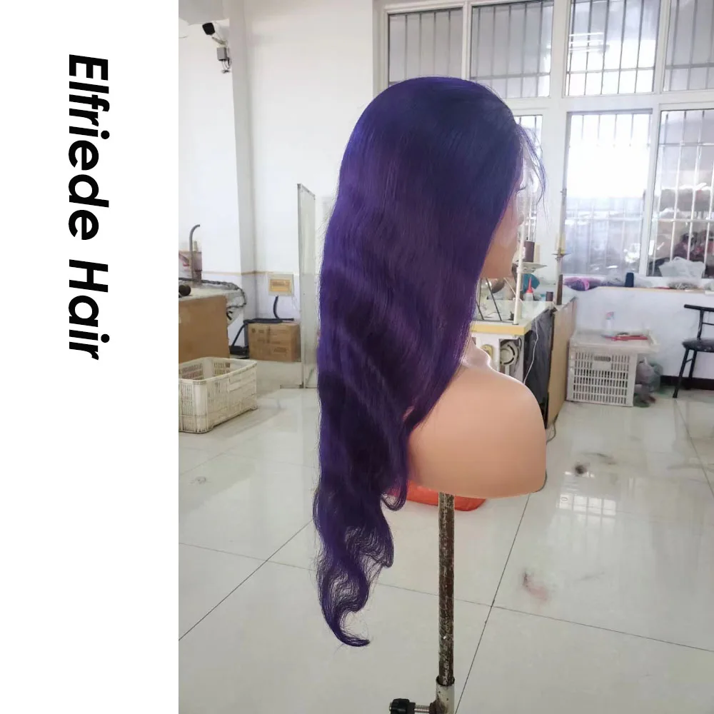 Elfriede темно-фиолетовые волнистые парики на сетке спереди для женщин цветной парик