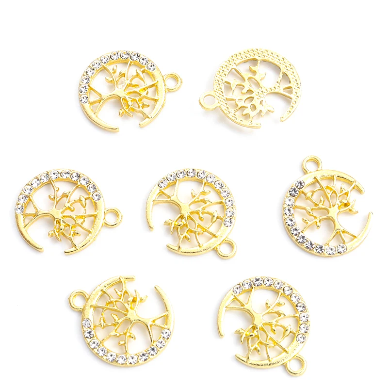 Модное Древо Жизни Луна Стайлинг Стразы Полые Подвески 10 шт. Темперамент