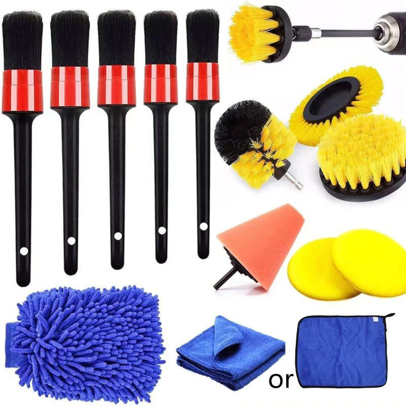 

15Pcs Car Detailing Brushes Kit Drill Detail Brush Set, Cleaning Kit for Cleaning Wheels Dashboard Air Conditioner