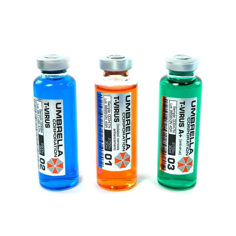 

Корпорации Umbrella, биохимия, 3 флакона, копия вакцины, набор с контейнером для хранения из алюминиевого сплава, коллекционный реквизит высшего...