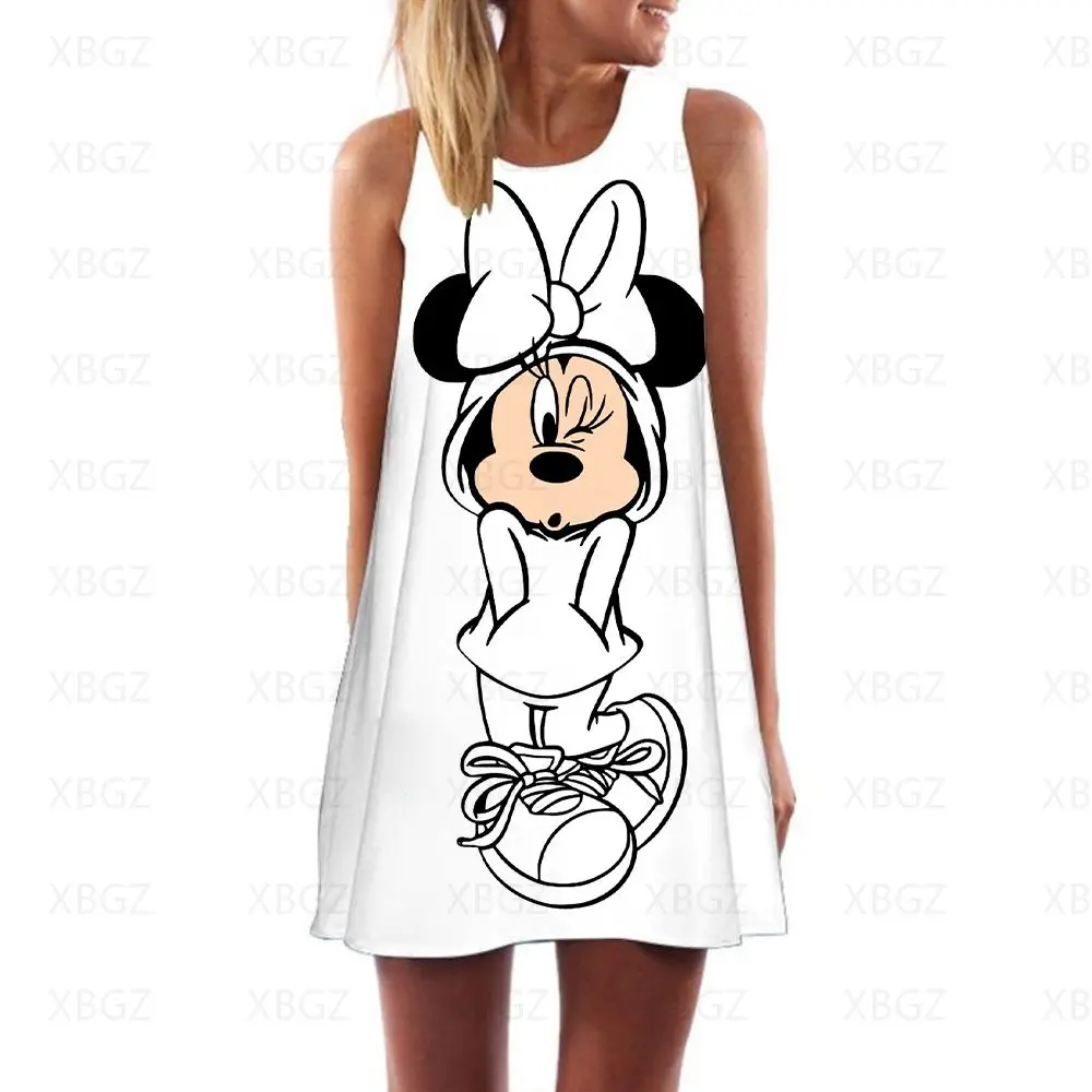 

Summer Dresses Woman 2022 Boho Minnie Mouse Women Print Women's Sundresses Fashion Dress Loose Mickey Disney Beach Cool Cartoon