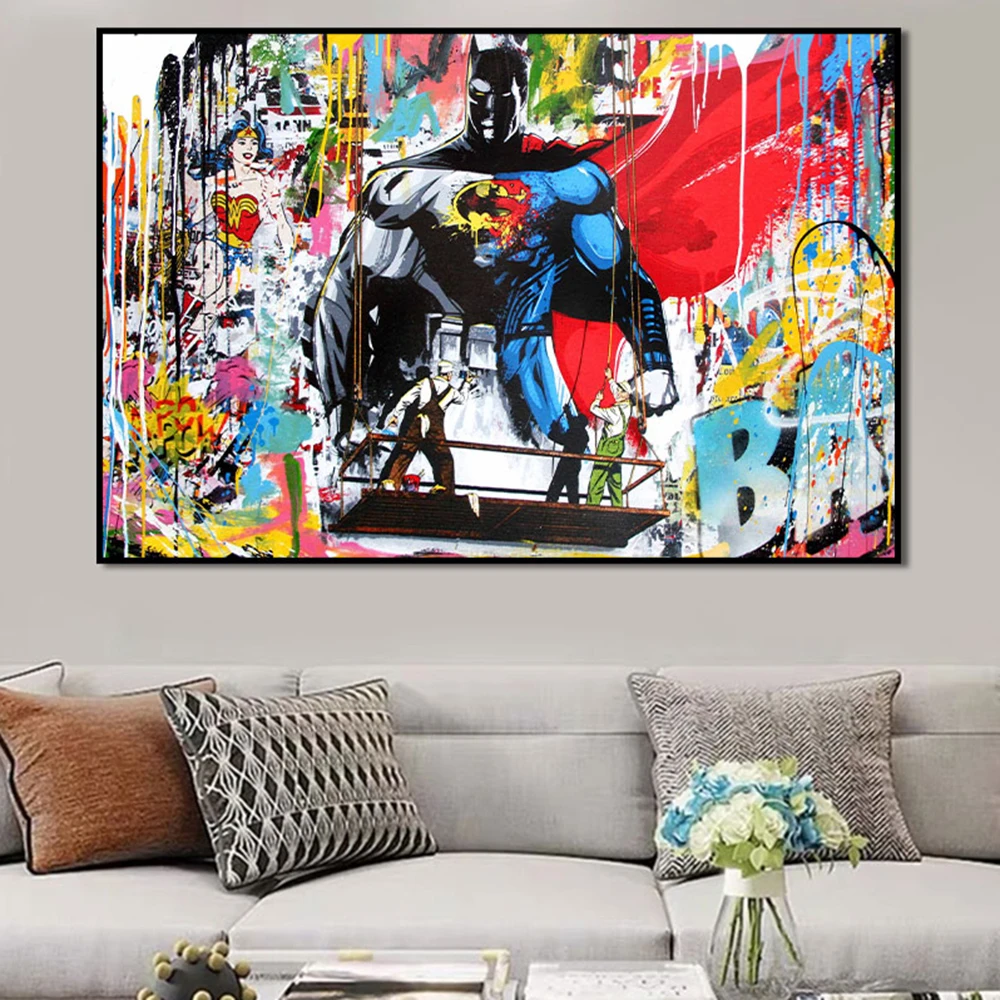 Художественные граффити постеры и принты Бэтмена Marvel супергерои настенная