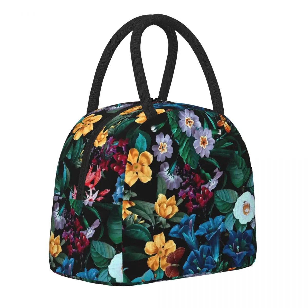 

Colorful Floral Lunch Bag For Women Midnight Garden Lunch Box Cute Office Cooler Bag Portable Insulated Oxford Tote Food Bags