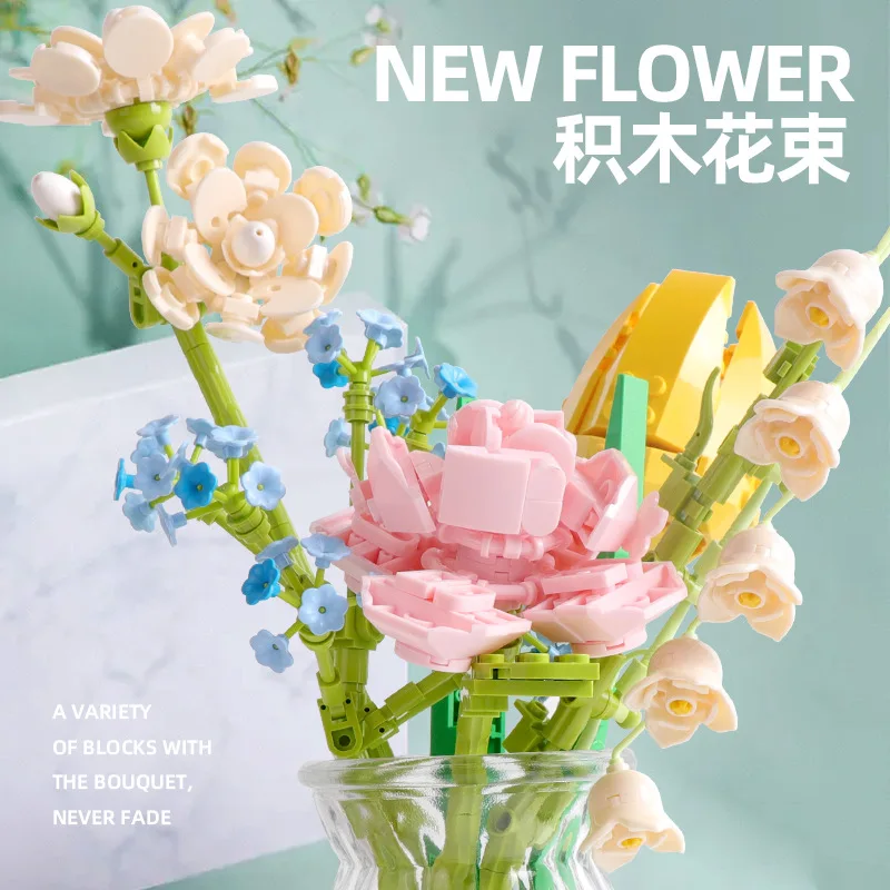 

Mistery Box! DIY Flower Plants Model Kawaii Home Decor Model Building Mini Bricks Blocks Toys Assembly For Kid Girl Gift