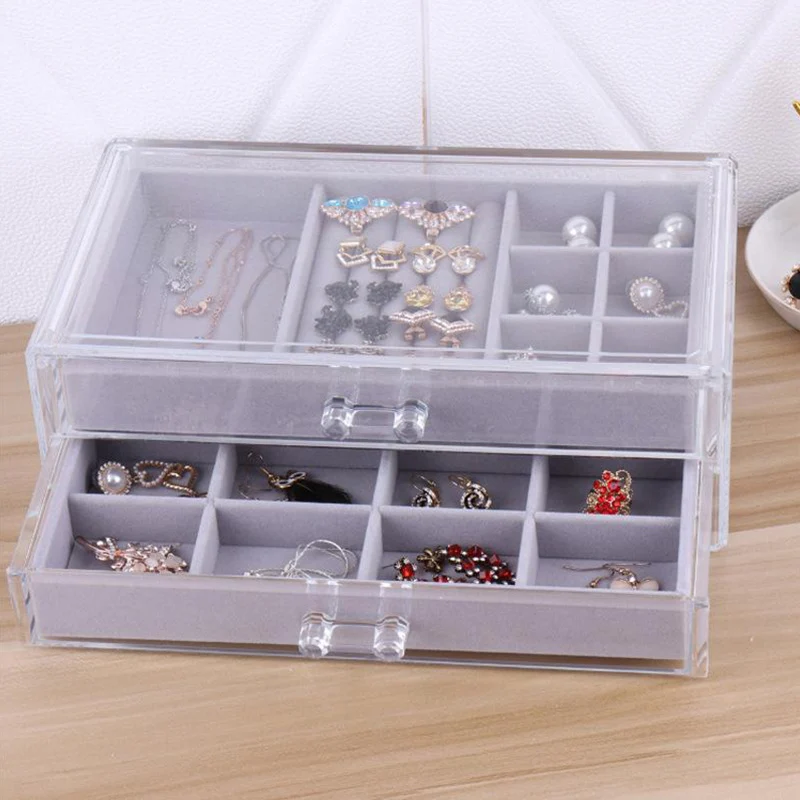 

Hot Sales Fashion Draagbare Fluwelen Ring Sieraden Display Organizer Box Lade Houder Oorbel Sieraden Storage Case Showcase