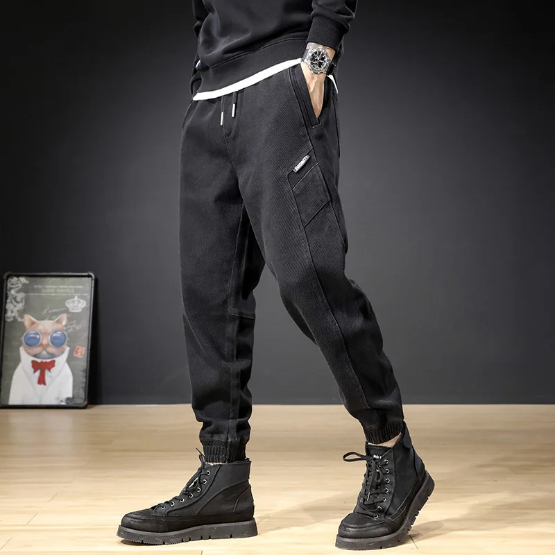 DEEPTOWN Black Denim Garem Pants Men Streetwear Loose Jeans Vintage Fashion Trousers Male Japanese Casual Jogger Plus 4XL Spring
