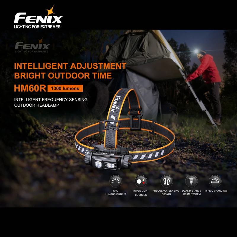 1300 Lumens Fenix HM60R Intelligent Frequency-sensing Outdoor Headlamp