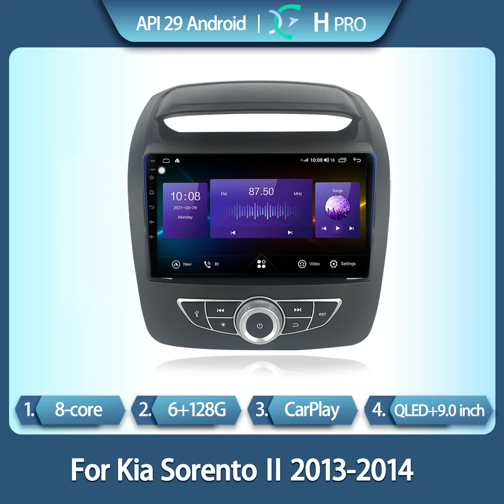 For Kia Sorento 2 2013-2014 Smart Multimedia Video Player Sorento GPS 4G Navigation Radio CarPlay 8 Cores 6+128GB