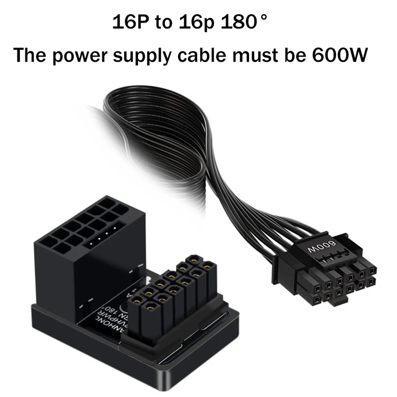 PCIE5.0 Видеокарта ATX3.0 Блок питания 12VHPWR 12 + 4 16P 600 Вт Разъем адаптера папа-мама 180