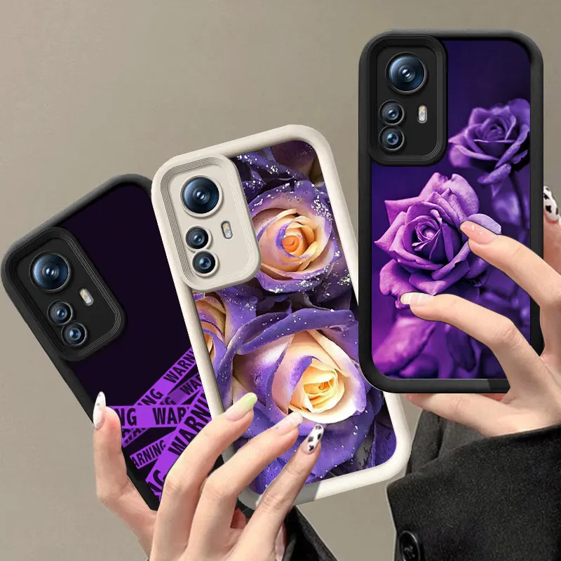 Fashion Purple Rose Phone Case For Xiaomi 11i 11 Lite 12 14T Redmi Note 10 11T 13 Pro 5G Plus 11S 12S