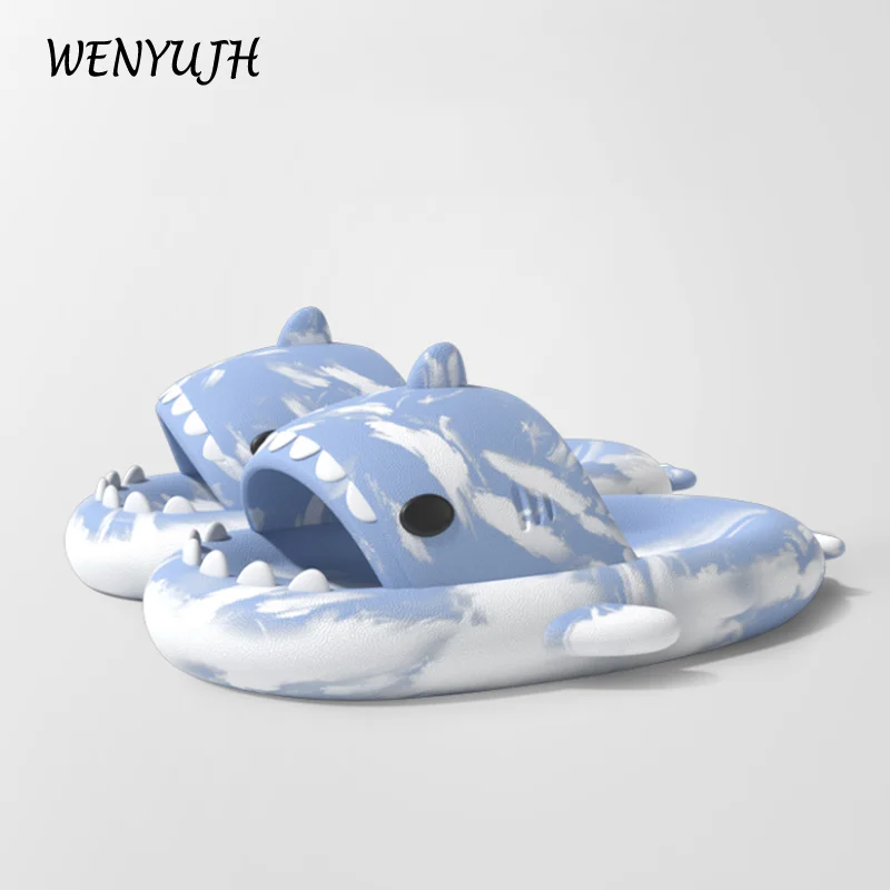 

Тапочки «акулы» унисекс, 4 см, с граффити, Нескользящие, мягкие, для пляжа, дикой природы, прохладные, домашние