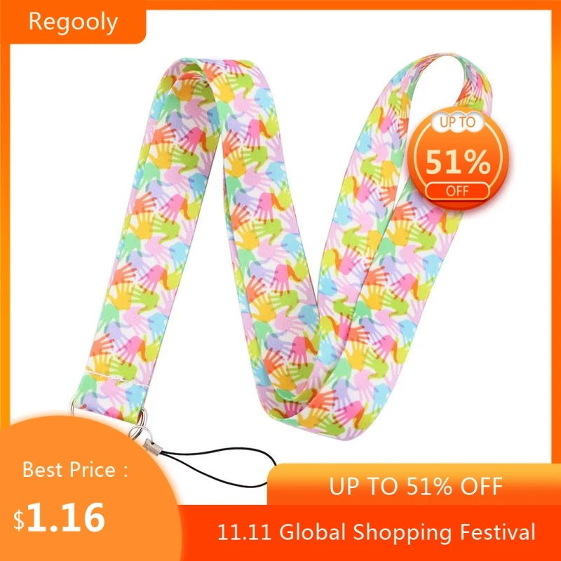 

Hand Painted Colour Palm Classical Style Lanyard For keys The 90s Phone Working Badge Holder Neck Straps With Phone Hang Ropes