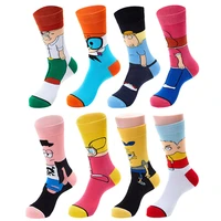 street creative funny breathable comfortable casual fashion colorful skateboard cartoon anime characters mens tide socks