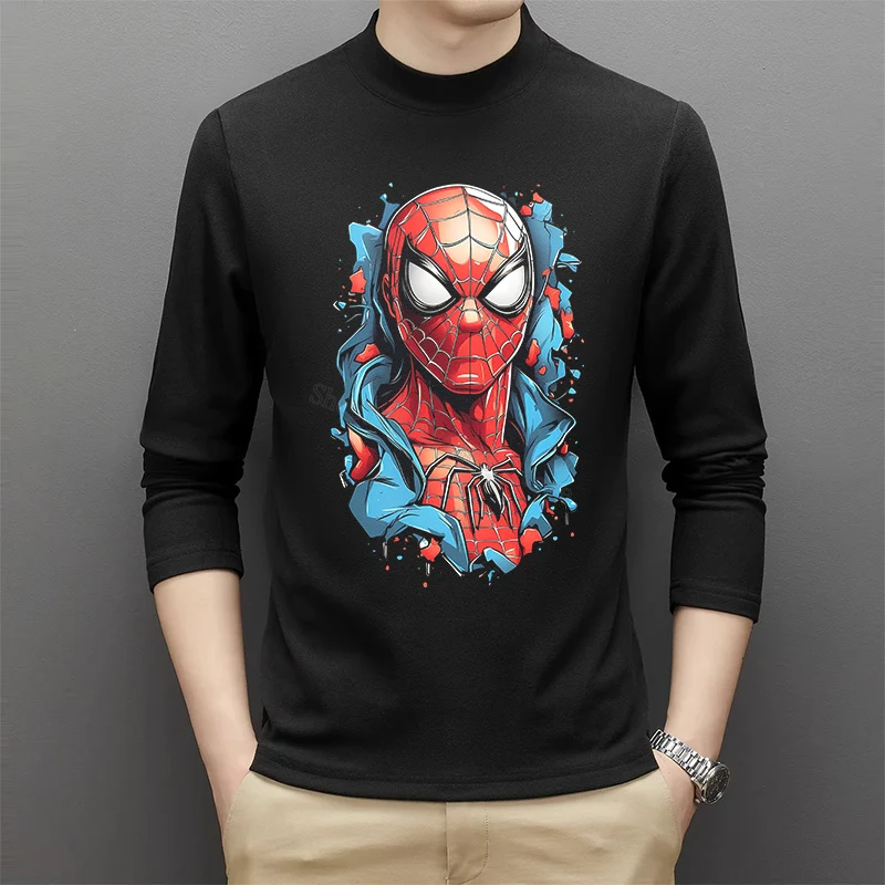 Spiderman Adult High Collar Base Shirt Mens Singlet Bodysuit Winter Thermal Underwear Marvel Superhero Undershirt Inner Tops
