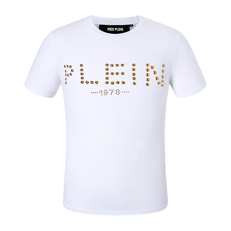 

2023 summer PLEIN BEAR Men's JERSEY T-SHIRT ICONIC PLEIN Classic Tee with Metal 100% Cotton T-shirts Men Tops Comfortable