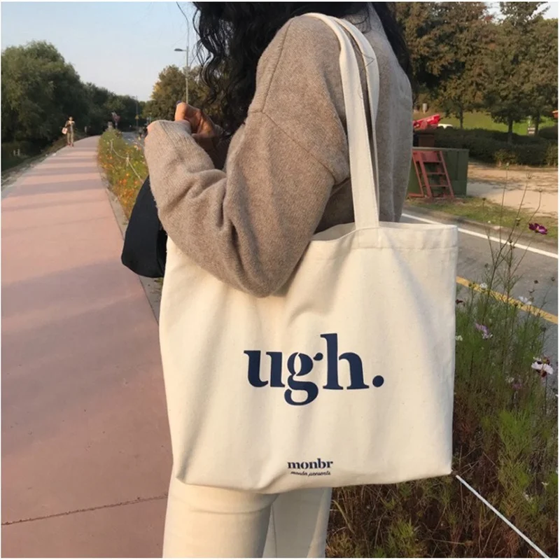

Women's Handbag Casual Student Fashion Large Capacity Shoulder Bag Shoppers Canvas Letter Fashion Harajuku Zipper Print Handbag