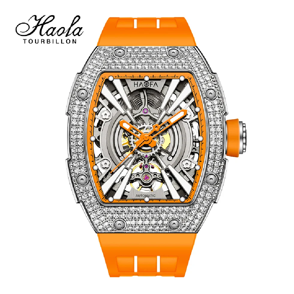 

Haofa Luxury Automatic Mechanical Watch For Men Sapphire Self Wind Fashion Luminous Skeleton Men Watch Crystal Bezel Waterproof