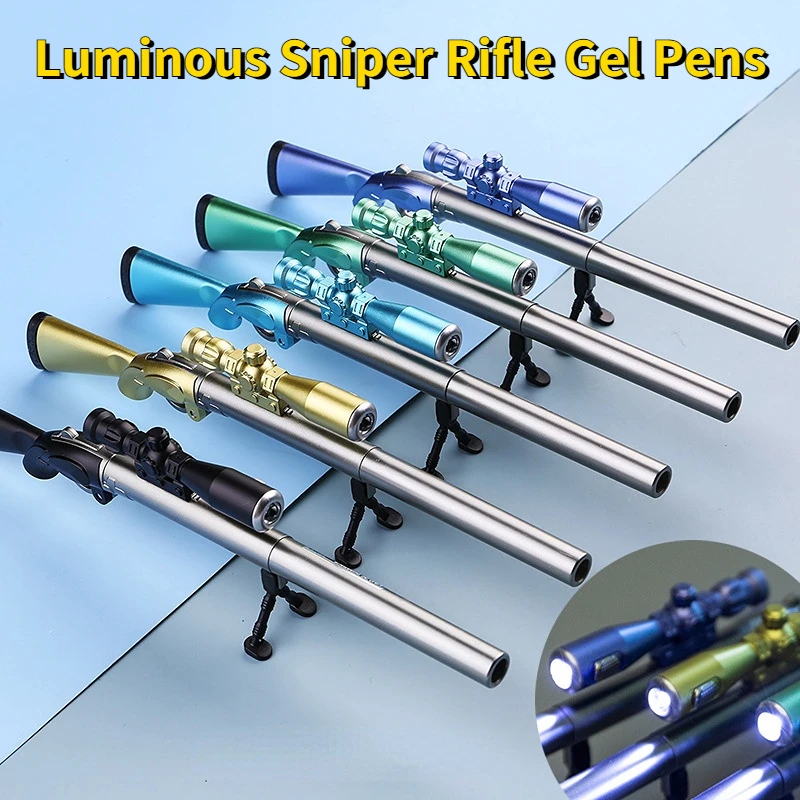 

Creative Sniper Rifle Style Gel Pens Luminous LED Sniper Scope Toy Gel Pen School Student Writing Tool Present for Children