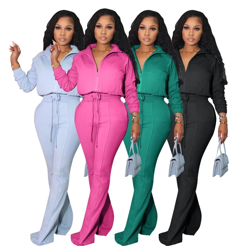 

2023 Winter New Casual Pants Set Round Neck Loose Sleeve Top High Waist Wide Leg Pants Knitted Two Piece Set Blouses