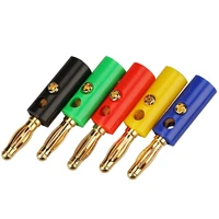 10pcslot 4mm banana plug audio speaker wire connectors 4mm gold plate screw solderless banana male diy plug adapter