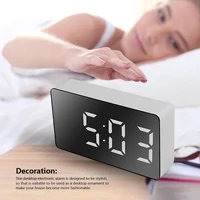 led mirror table clock digital alarm snooze display time night light desktop usb alarm clock home decor no battery