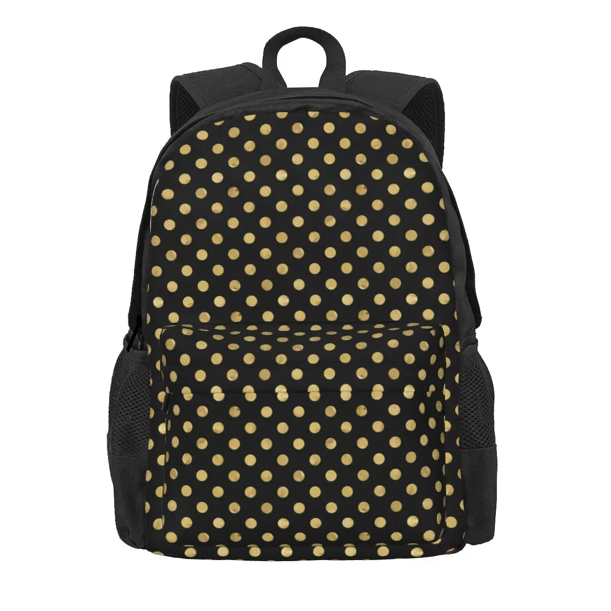 

Gold Dot Backpack Female Elegant Polka Dots Lightweight Backpacks Polyester Elegant School Bags Sport Designer Rucksack