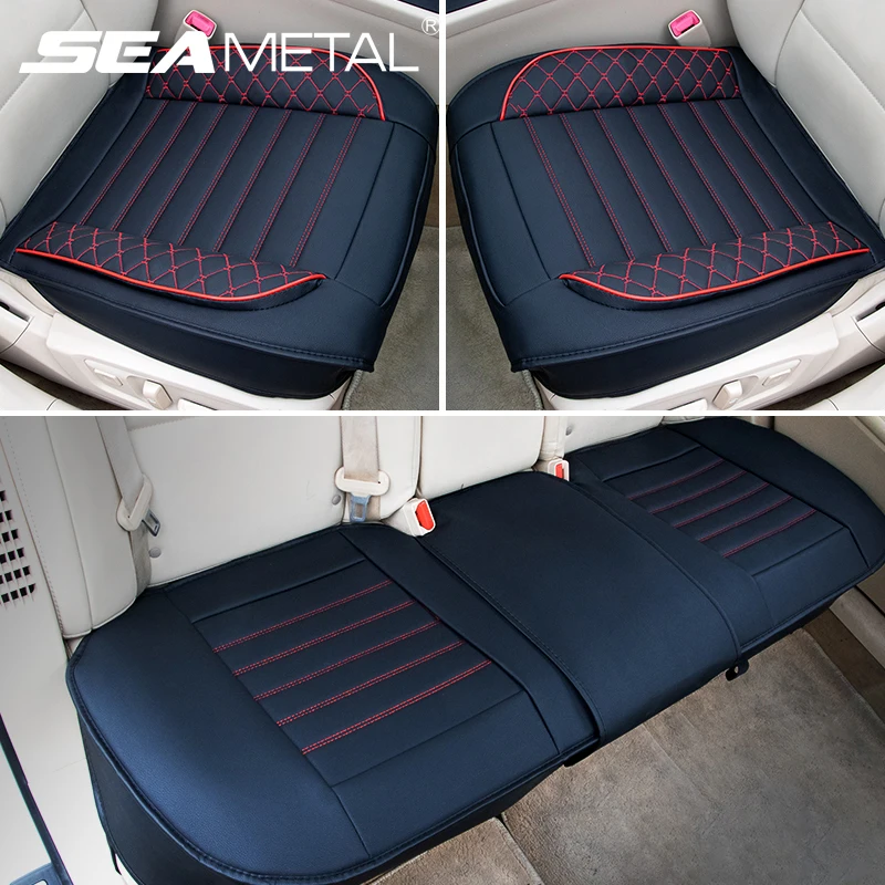 SEAMETAL Full-Surrounded Car Seat Cover Premium PU Leather Auto Seat Protector Cushion Antii Scratch Chair Protection Pad Mat