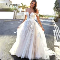 elegant off the shoulder wedding dress lace appliques v neck back lace up bride dresses 2022 backless wedding gowns