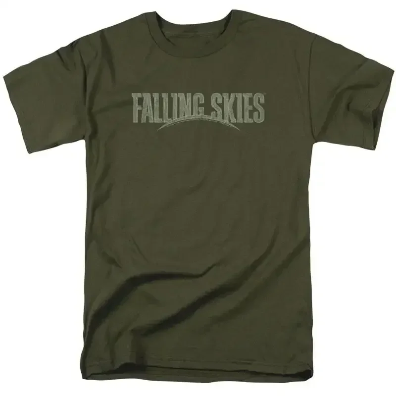 Фото Футболка с логотипом Falling Skies Distressed Logo, лицензированная, в стиле научной фантастики, цвета милитари-зеленый. №1