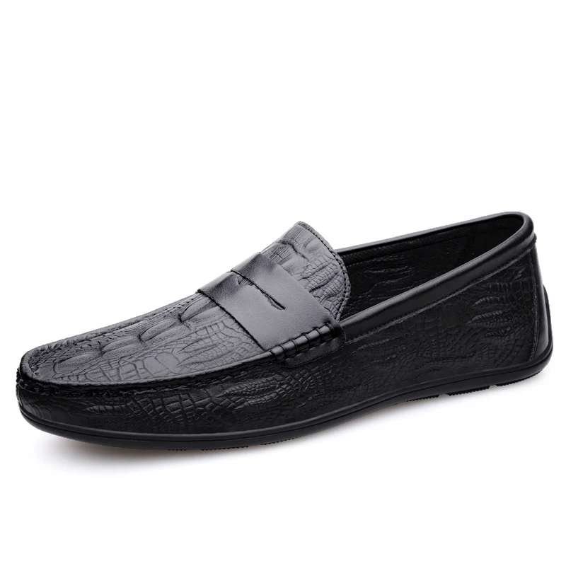 

Benboy Crocodile Skin Shoes Men Genuine Leather Slip-on Moccasins Man Casual Shoes Drive Walk Luxury Leisure