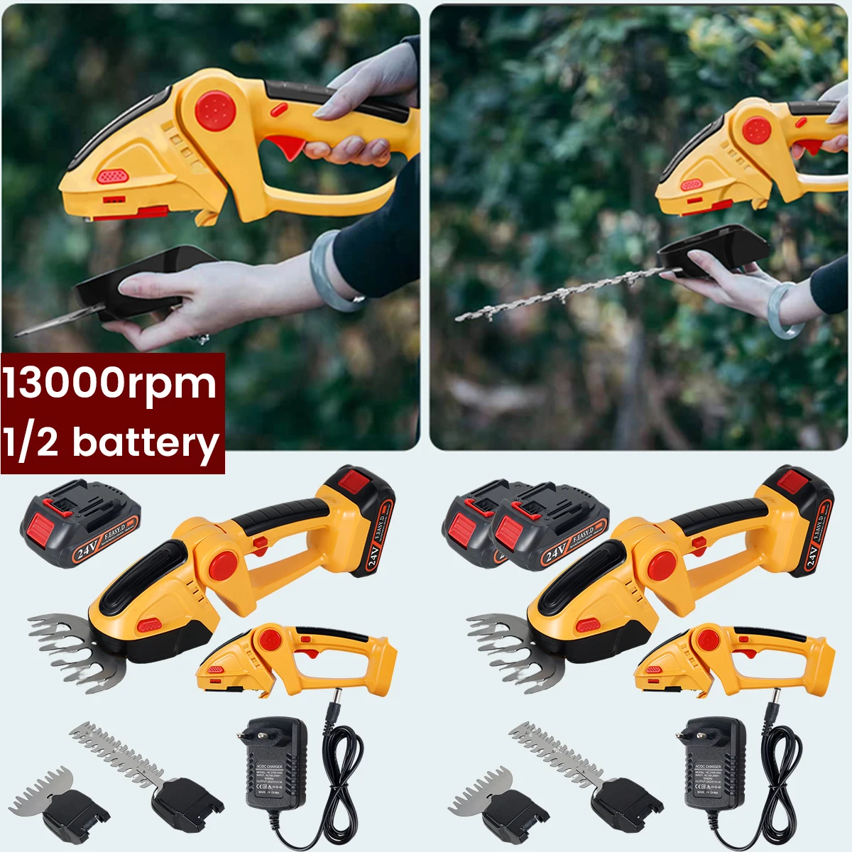 

Electric Hedge Trimmer Manual Hedge Shear Reusable Grass Trimmer Handheld Grass Clipper Cordless Shrubbery Trimmer Professional
