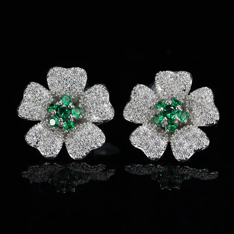 

Famous Brand Geometric Cubic Zirconia Stones Flower Earrings Korean Fashion Women Jewelry