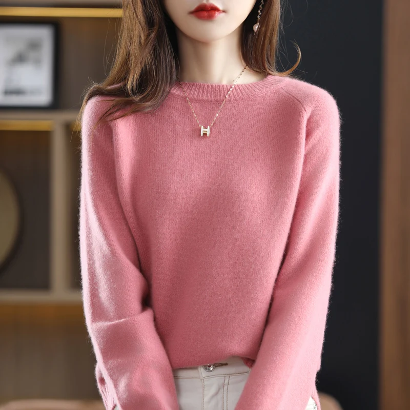 Autumn And Winter 100 Pure Woolen Sweater Women's Round Neck Knitting Base Coat Thickened Warm Keeping Purity HighGrade Cashmere
