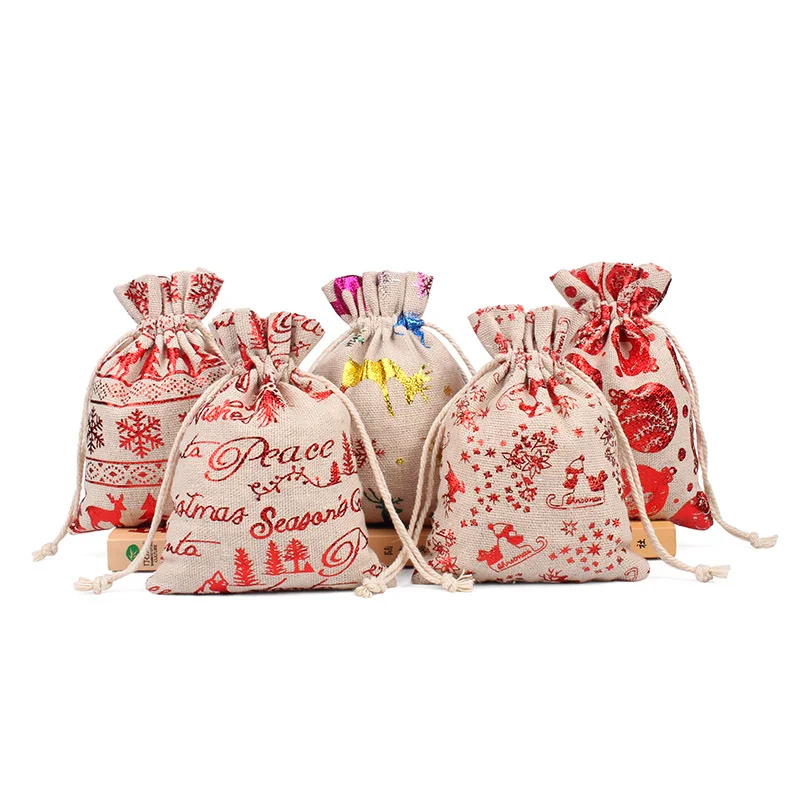 

20pcs 10x14 or 13x18cm Christmas gunny bag Gift bag Jewelry bag Wedding party decoration bag Drawstring bag Christmas must-have