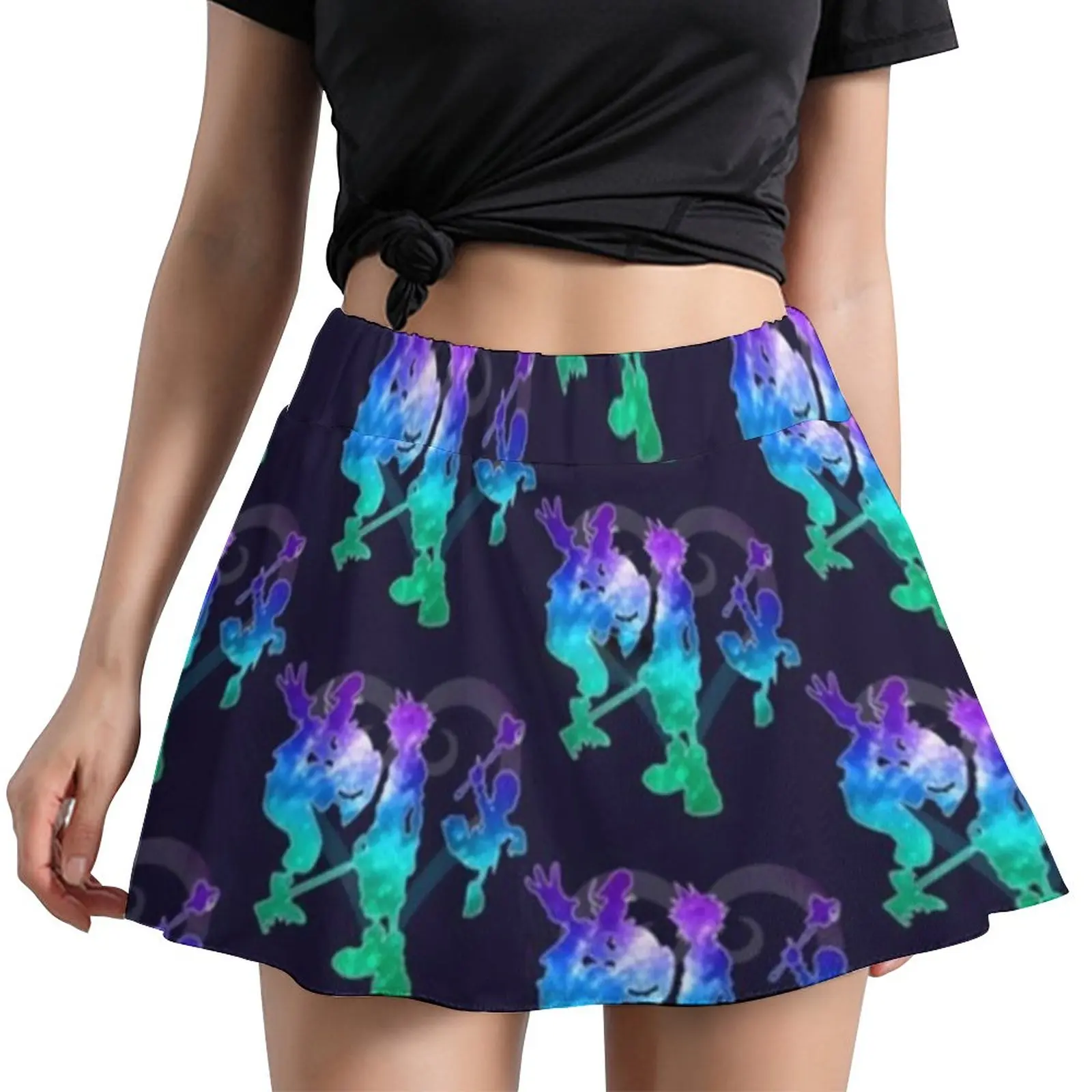 

Юбка-трапеция женская с завышенной талией и принтом в виде сердец