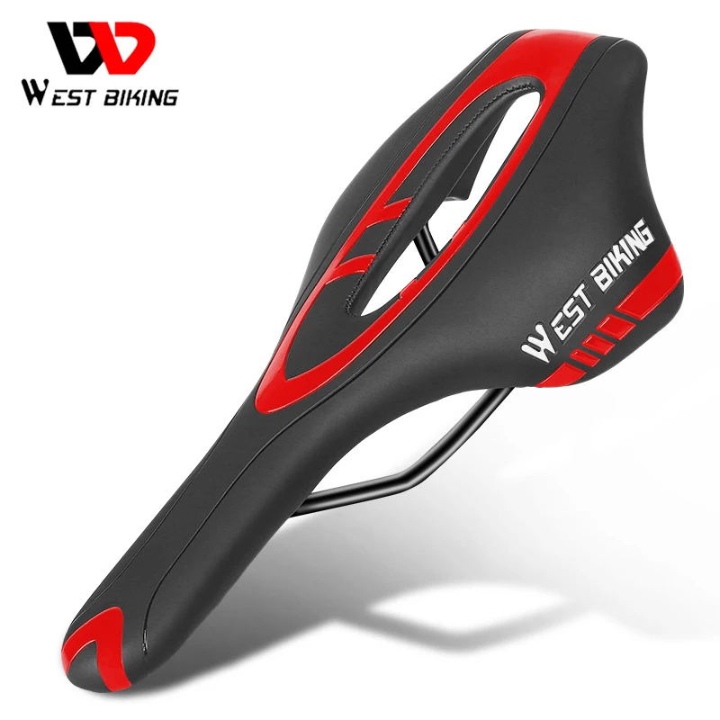 

WEST BIKING Racing Bike Saddle Long Road MTB Seat One-piece Molding Hollow Cycling Cushion PU Leather Bicycle Accessories Parts