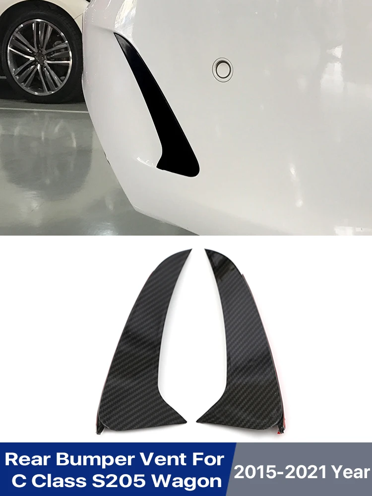 Cubierta embellecedora de parachoques trasero para Mercedes Benz clase C S205 Wagon, accesorios de fibra de carbono, color negro brillante, 2015-2021