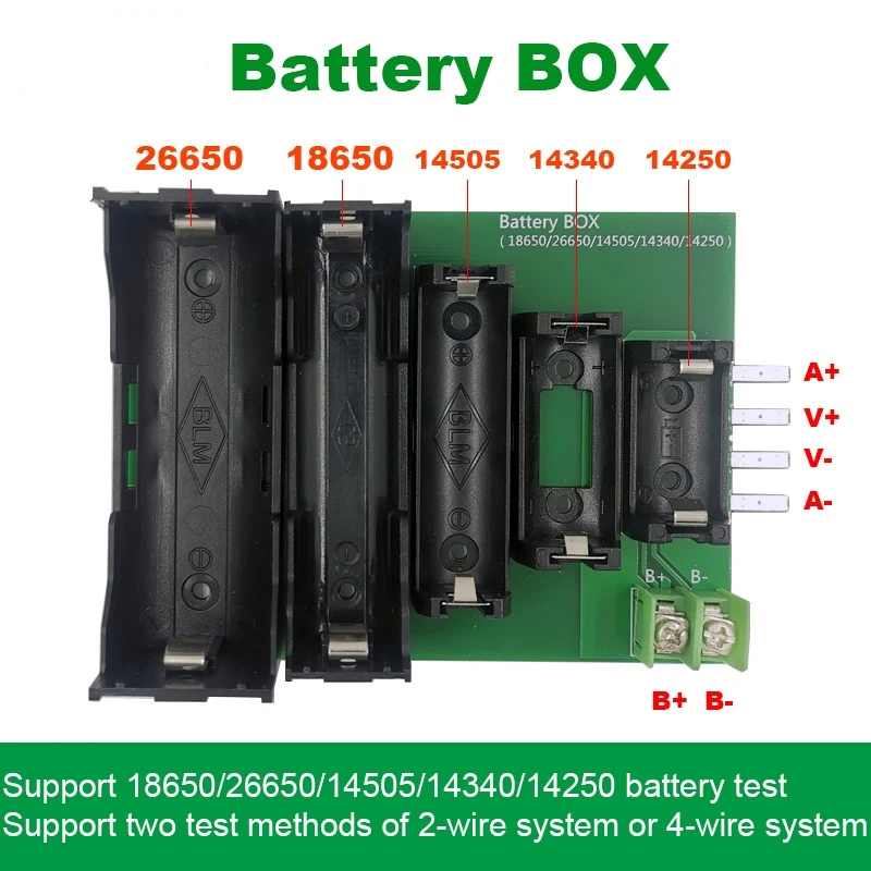 

18650, 26650, 14505, AAA Battery Box Battery Holder Four-wire Test Stand Fixture Bracket