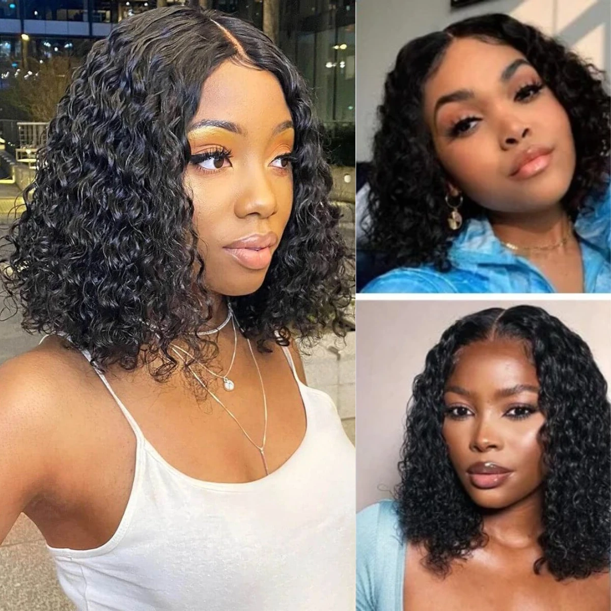13x4 5x5 Water Wave Glueless Bob Lace Wig Wear And Go For Women Curly Human Hair Ready To Парики из человеческих волос