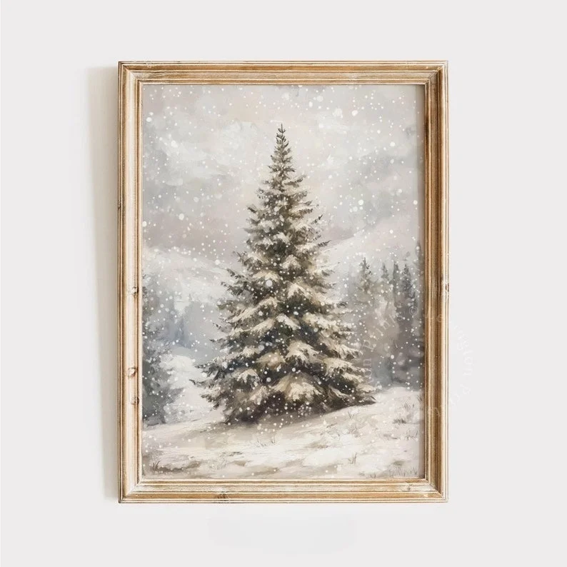 

Ретро Рождественский Снежный Пейзаж, печать на холсте