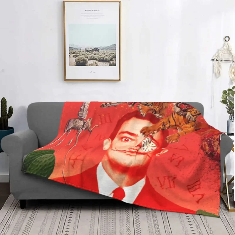 

Сальвадор Дали, забавный сюрреалистичный художественный портрет, одеяло, мягкое флисовое Фланелевое покрывало с испанской живописью, покрывала для дивана и кровати