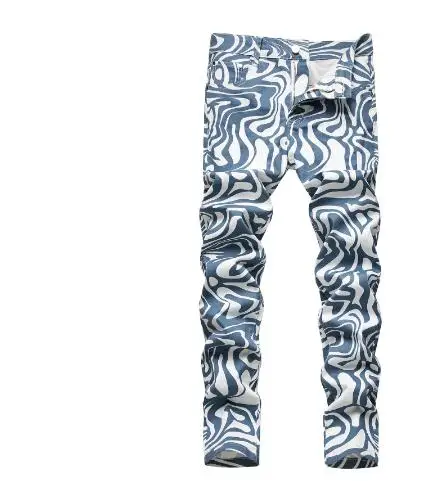 

Men 3D Print Jeans Pants Slim Leisure Middle Waist Full Length Male Straight Trouers Casual Vaqueros Hombre Skinny Pantjb138
