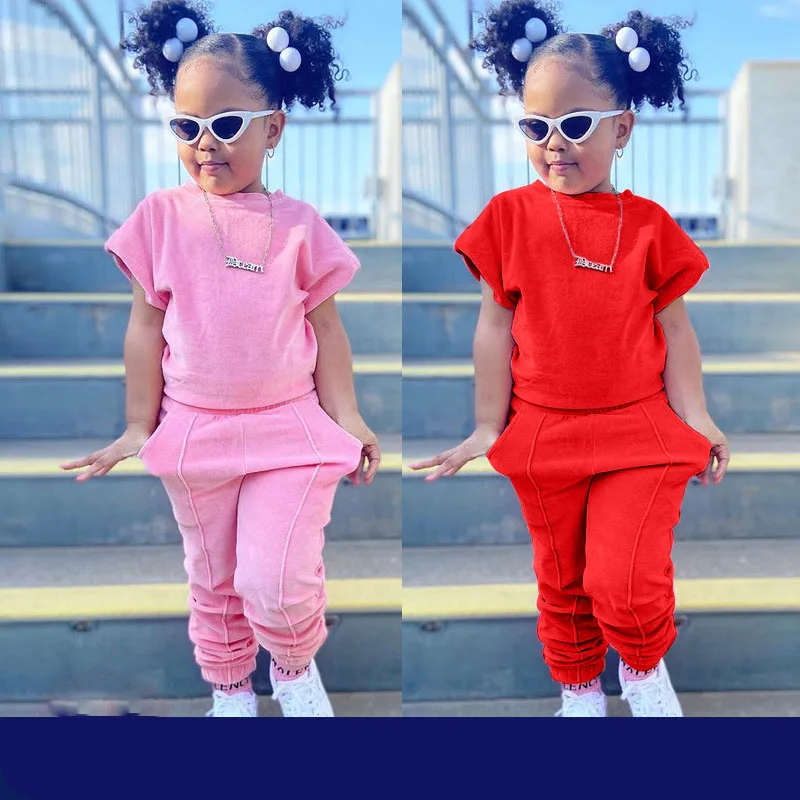 

Spring Pants T-shirt Suit for Kids Short Sleeve Children's Clothing Girl Tracksuit Sportswear Sweatshir Sets Girls Outfits