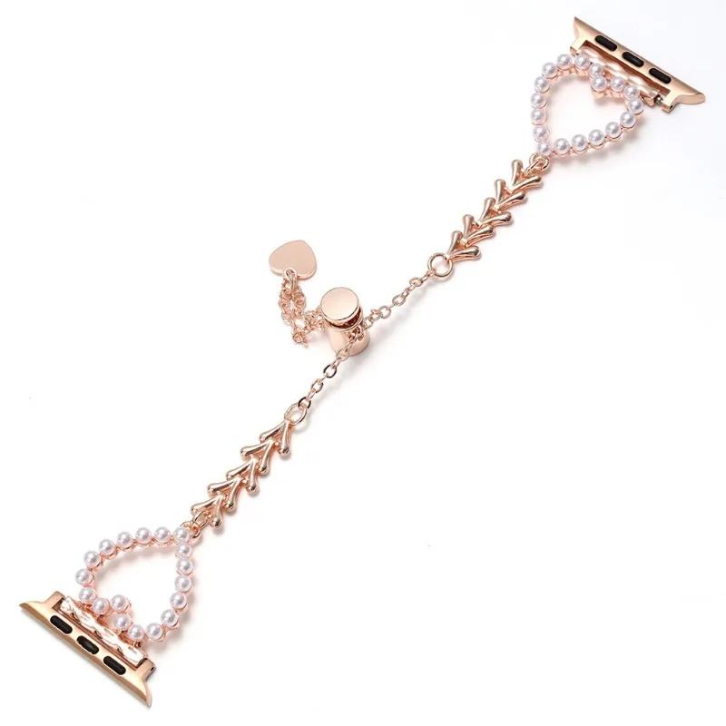 

Women Love Pearl Diamond WatchBands Apple Watch 42 44 45 49mm SE 6 5 4 3 2 Metal Stainless Steel Band 7 Iwatch 38 40 41mm Mujer